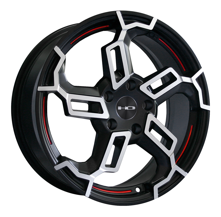 HD Wheels Switch Satin Black Machined Face Redlines