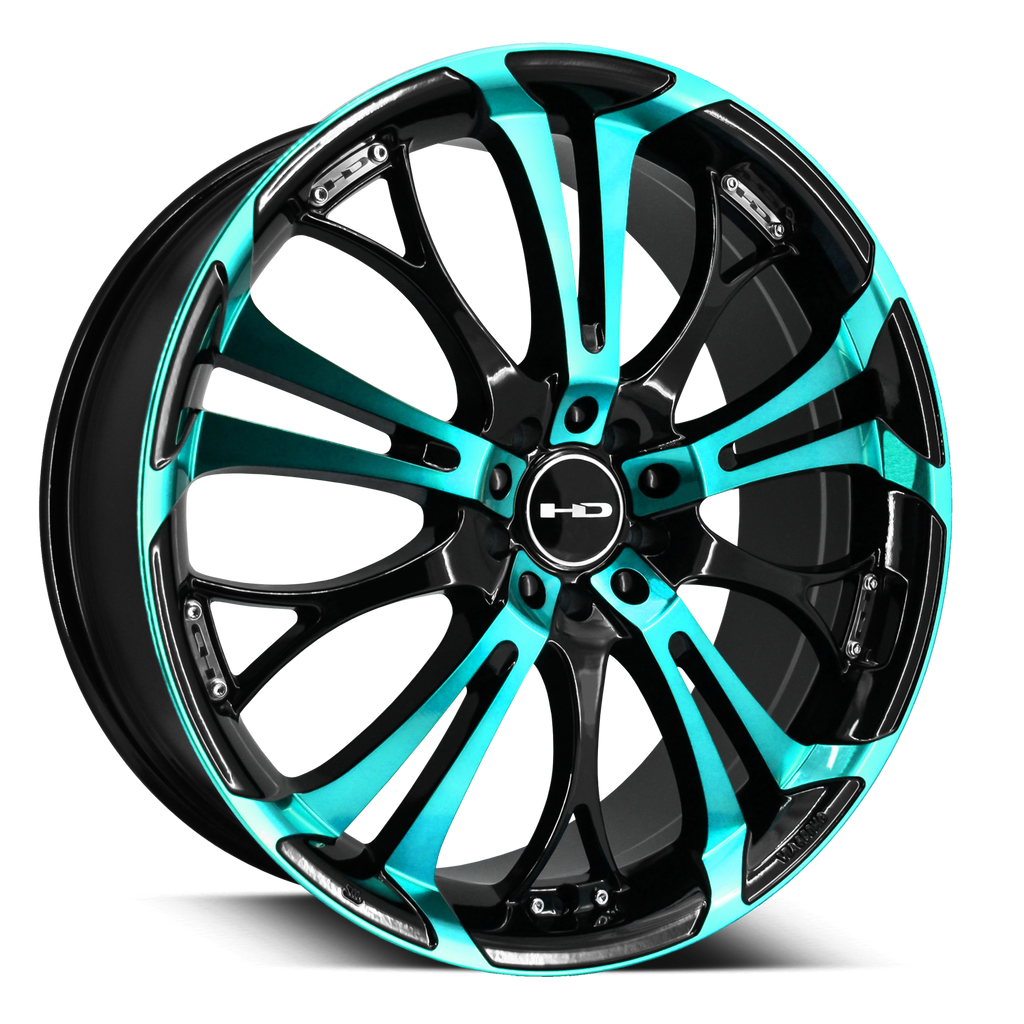 HD Wheels Spinout Teal Machined w Black