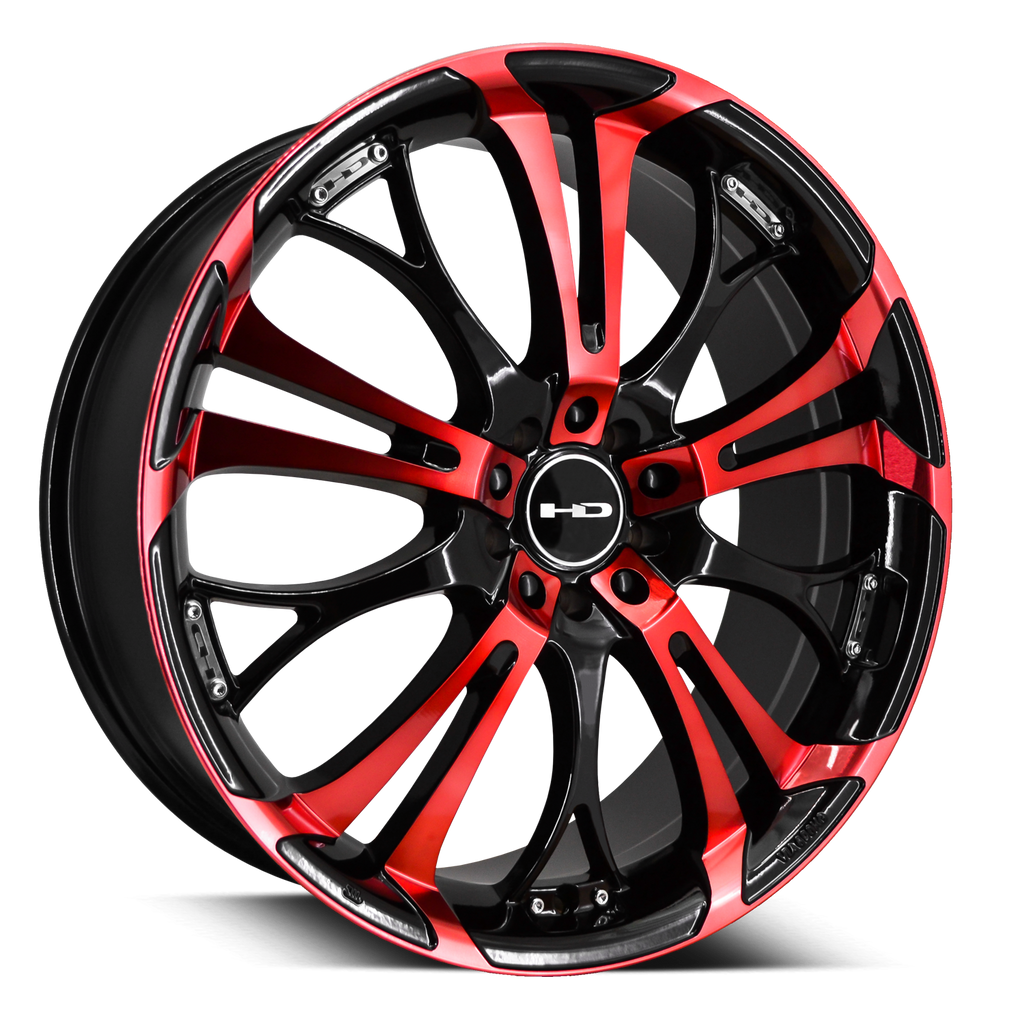 HD Wheels Spinout Red Machined w Black