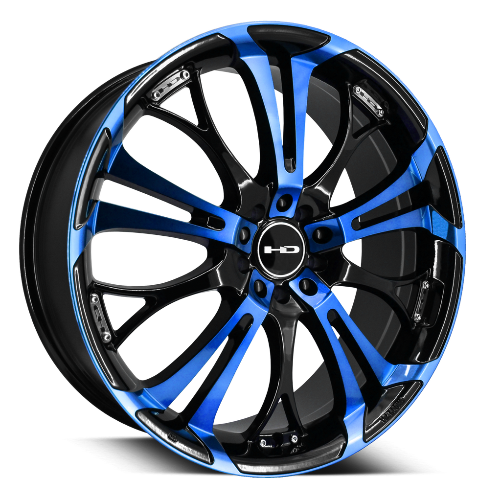 HD Wheels Spinout Blue Machined w Black