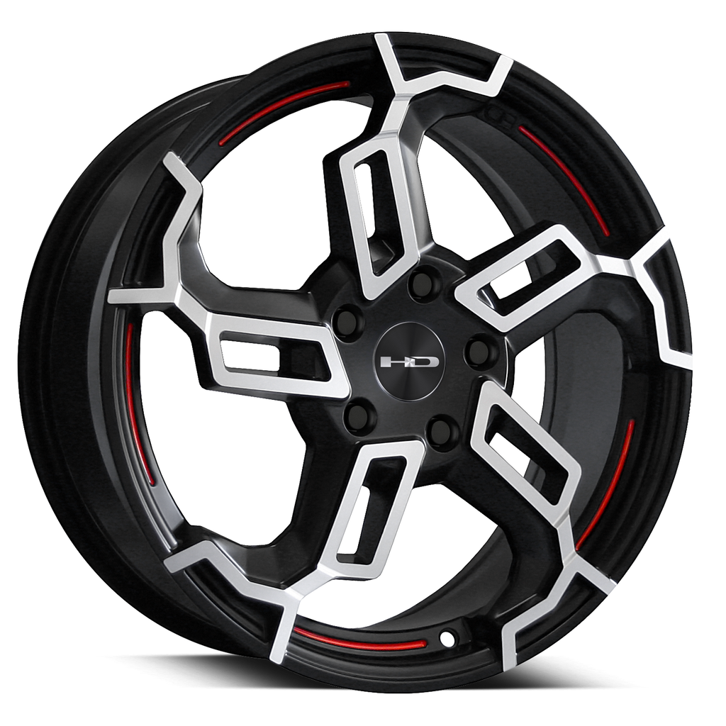 HD Wheels Switch Satin Black Machined Face Redlines