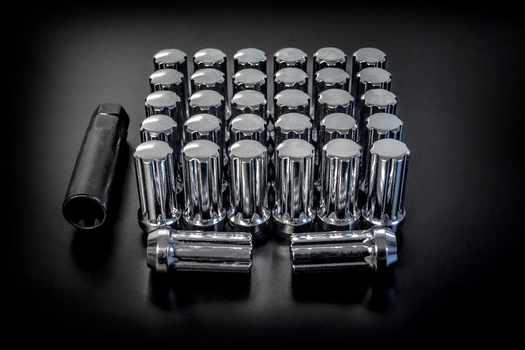 Closed End Spline Lug Nuts Large Chrome